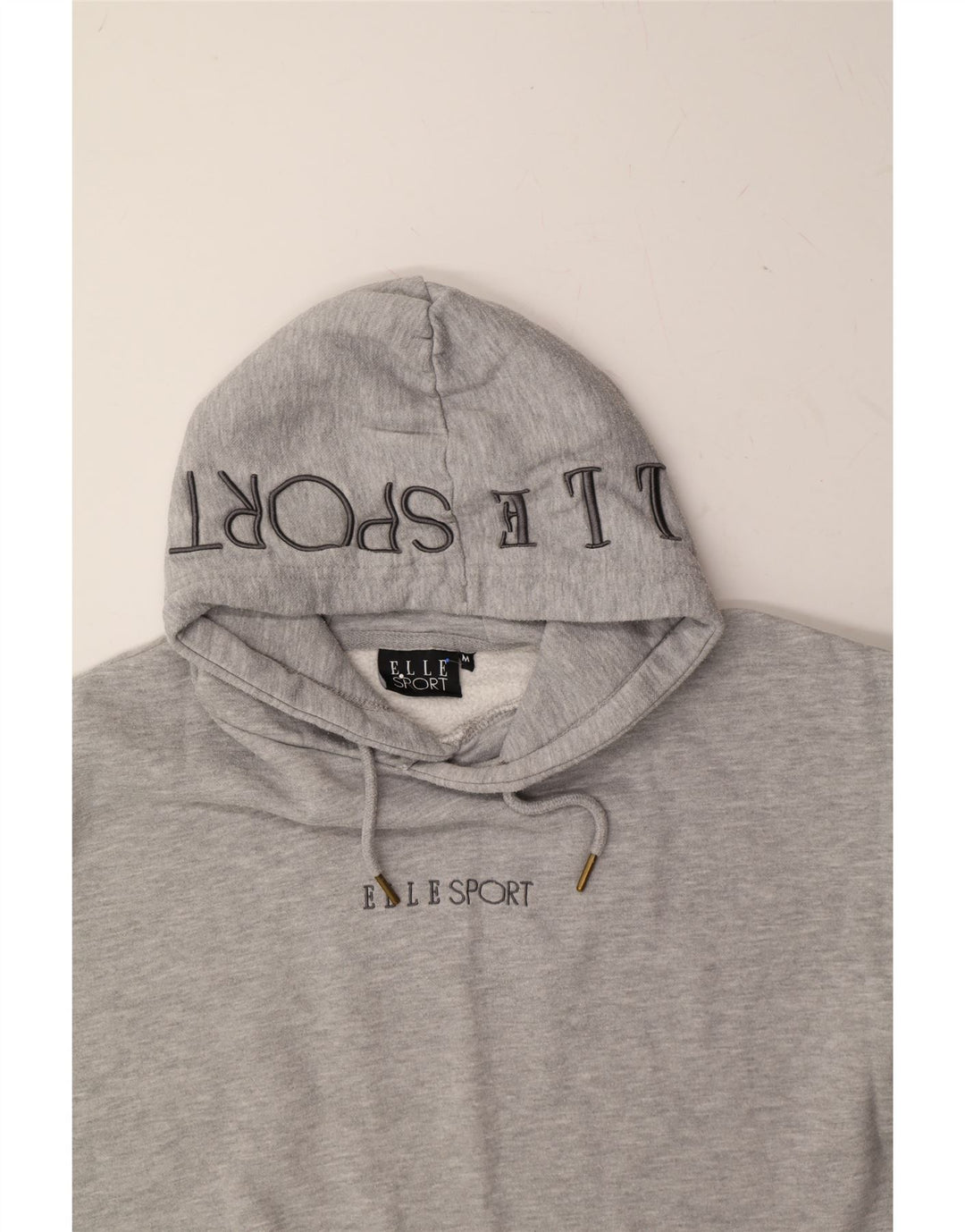 ELLE SPORT Womens Oversized Hoodie Jumper UK 14 Medium Grey Vintage Elle Sport and Second-Hand Elle Sport from Messina Hembry 