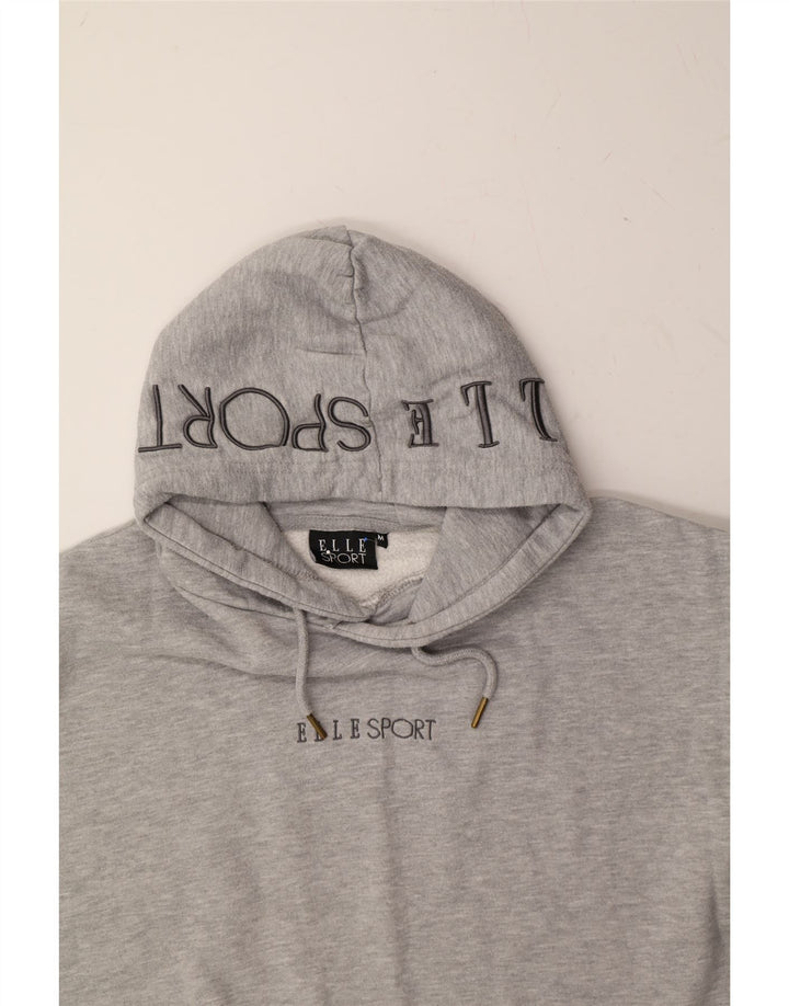 ELLE SPORT Womens Oversized Hoodie Jumper UK 14 Medium Grey Vintage Elle Sport and Second-Hand Elle Sport from Messina Hembry 