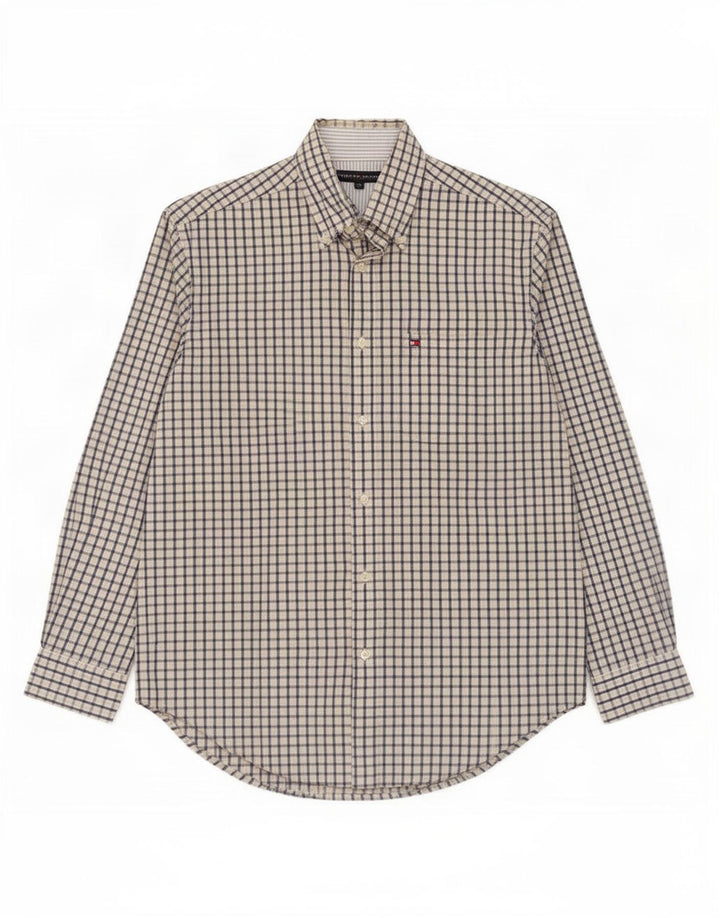 Camicia da uomo Tommy Hilfiger in cotone a quadretti beige medio