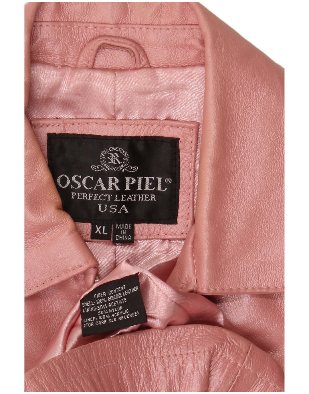Giacca in pelle vintage da donna UK 18 XL in pelle rosa