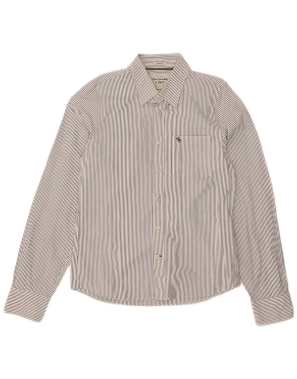 Camicia Muscle da uomo Abercrombie & Fitch XL in cotone gessato bianco