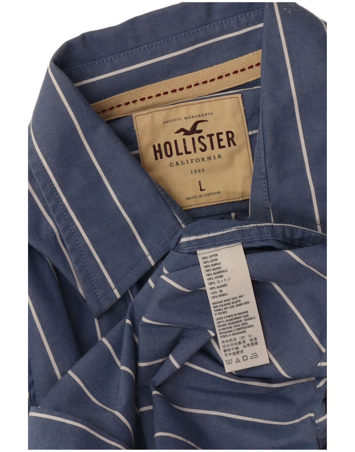 Camicia Hollister da uomo in cotone a righe grandi blu