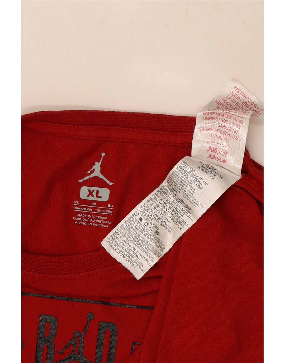 T-shirt grafica JORDAN per ragazzi 13-14 anni XL in cotone rosso