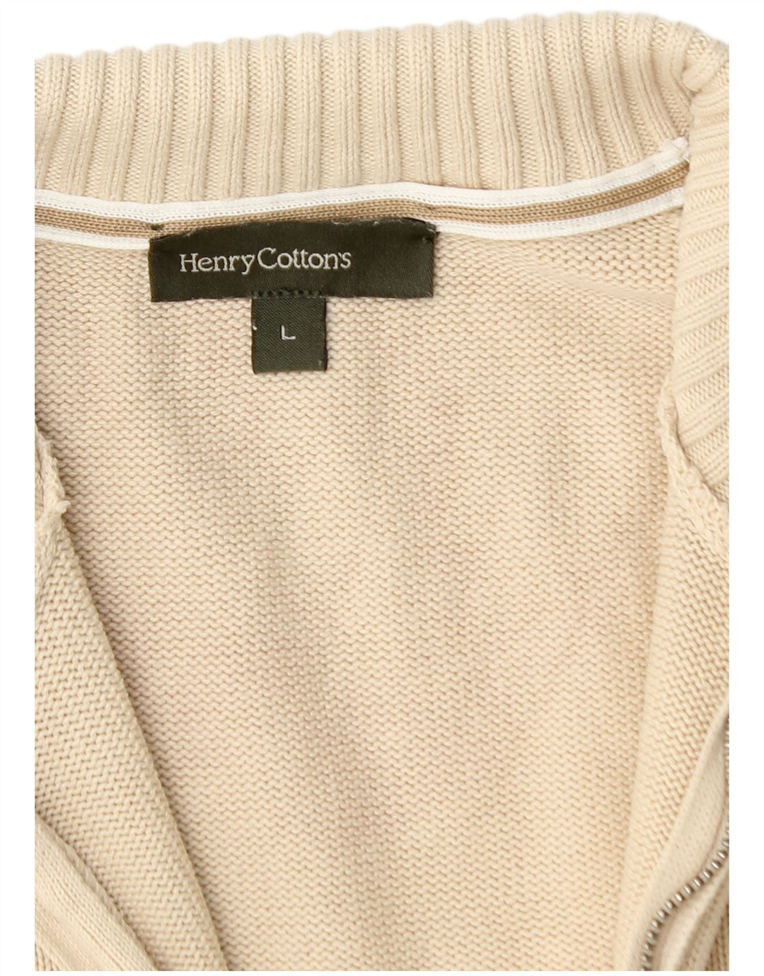 HENRY COTTONS Maglione cardigan da uomo grande in cotone beige
