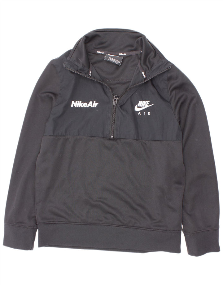 Felpa Nike da bambino con grafica standard con zip e collo, 8-9 anni, piccola, nera