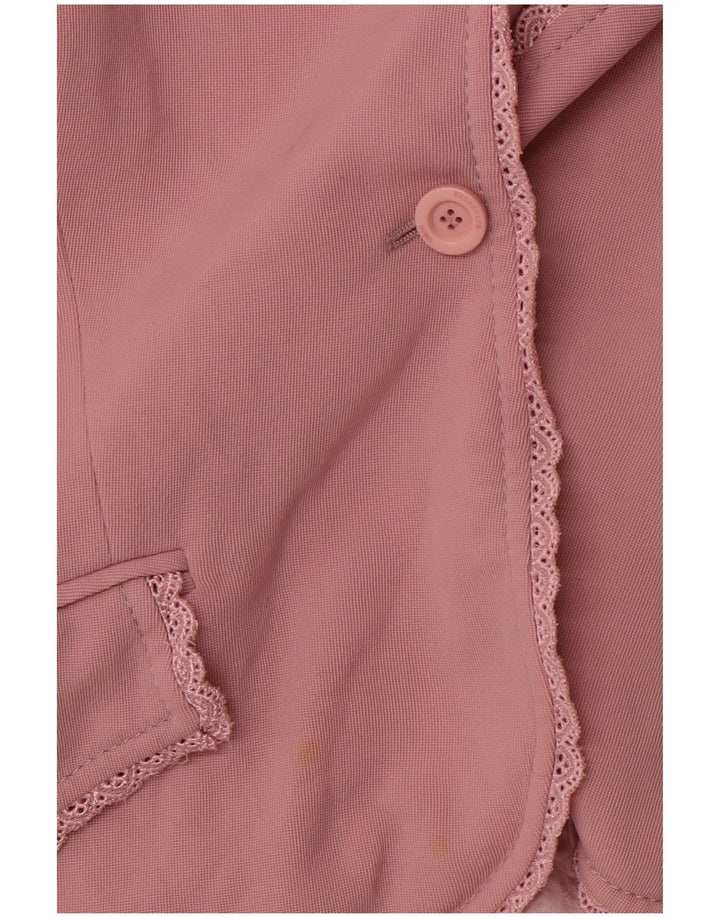 VALENTINO Giacca blazer da donna a 1 bottone UK 14 Lana vergine rosa medio