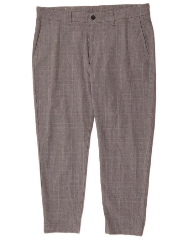 Pantaloni chino slim da uomo Zara EU 48 XL W38 L28 quadri grigi