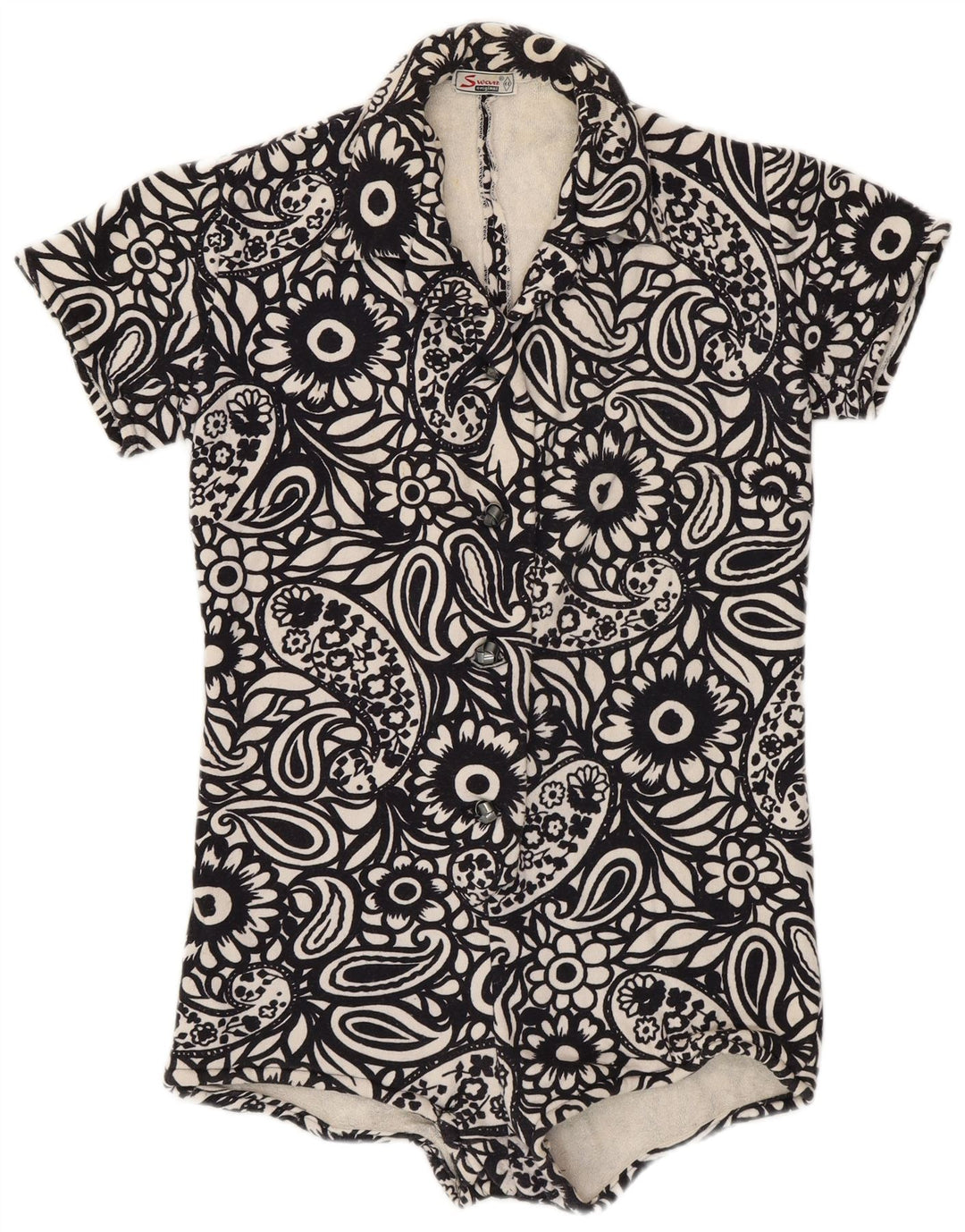 Body vintage da donna IT 44 medio nero con motivo cachemire