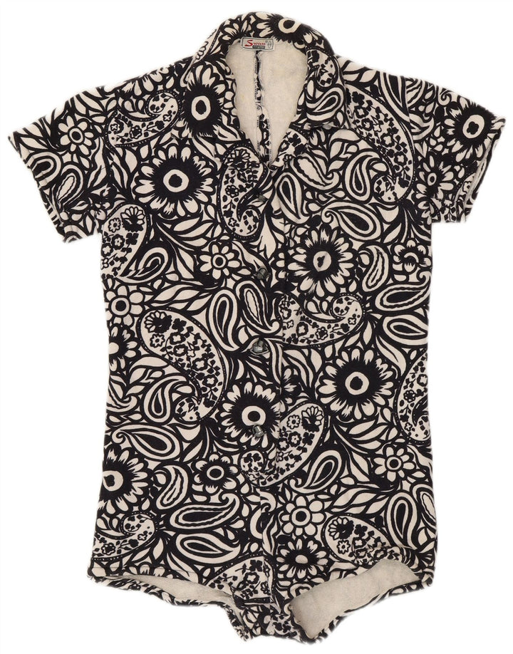 Body vintage da donna IT 44 medio nero con motivo cachemire