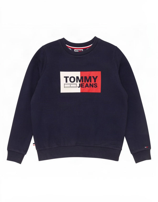 Tommy Hilfiger Felpa grafica da uomo Maglione piccolo cotone blu navy