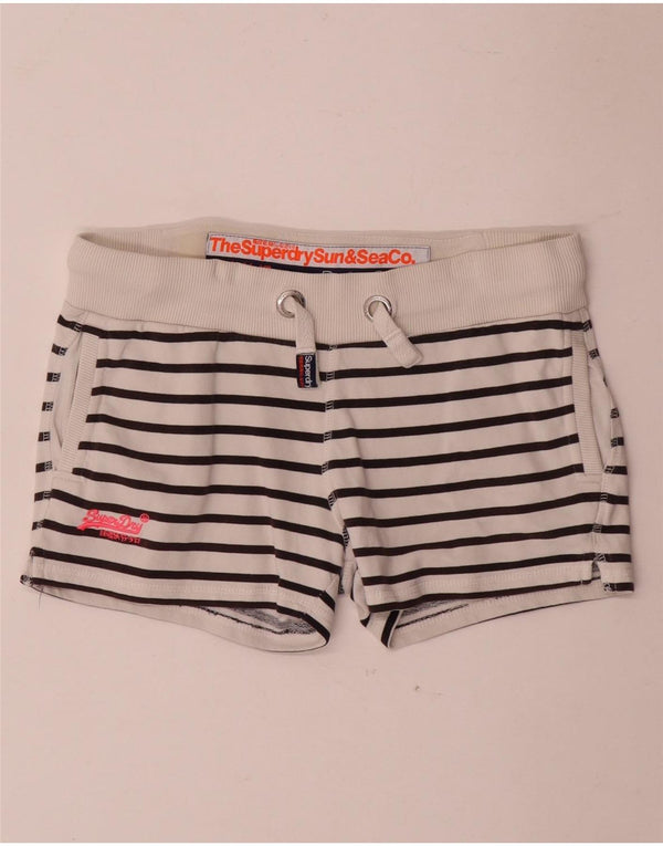 Pantaloncini sportivi da donna Superdry UK 6 XS bianchi a righe