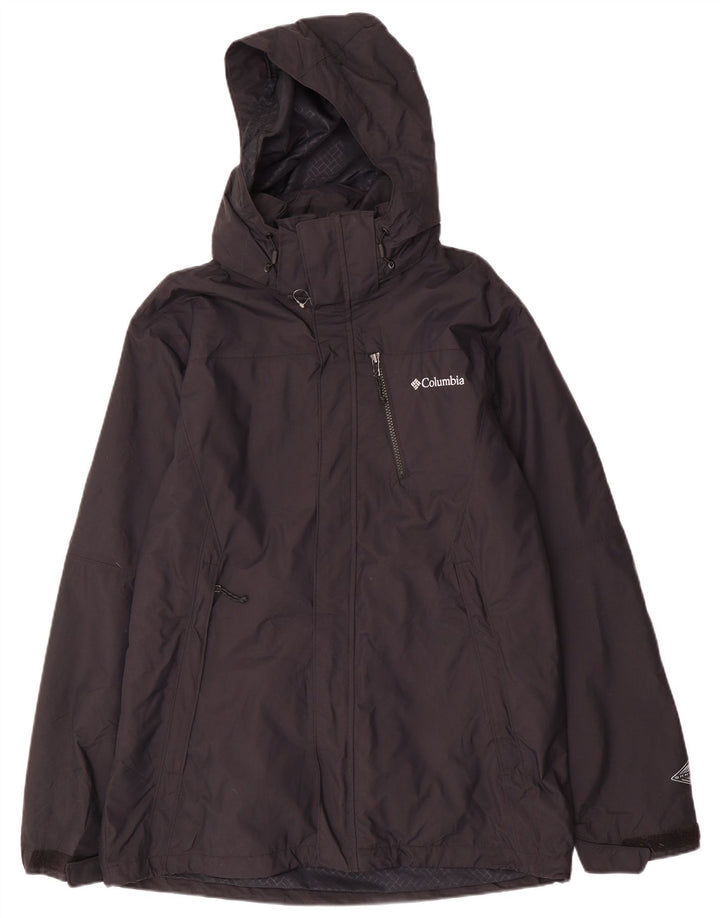 COLUMBIA Giacca a vento con cappuccio Omni-Tech da uomo UK 38 Nylon nero medio