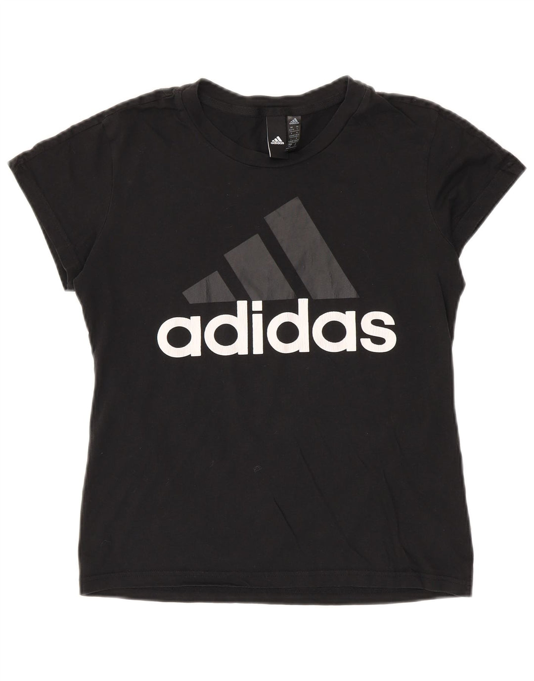 T-shirt grafica da donna ADIDAS Top UK 8/10 piccola in cotone nero