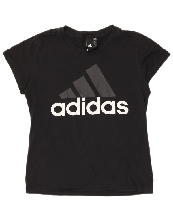 T-shirt grafica da donna ADIDAS Top UK 8/10 piccola in cotone nero