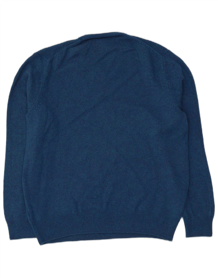 Maglione maglione con scollo a V da donna Marks & Spencer UK 18 XL lana blu