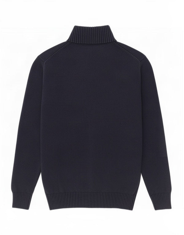 Gant Maglione da uomo con zip e collo in cotone blu navy medio