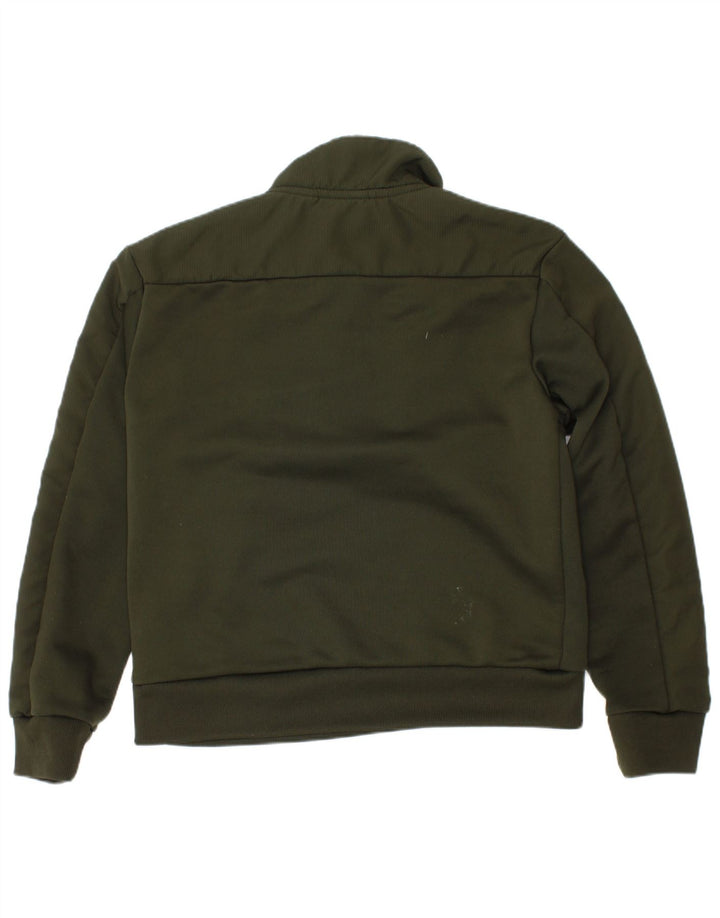 Felpa Adidas da ragazzo con grafica con zip e collo, 7-8 anni, in poliestere verde