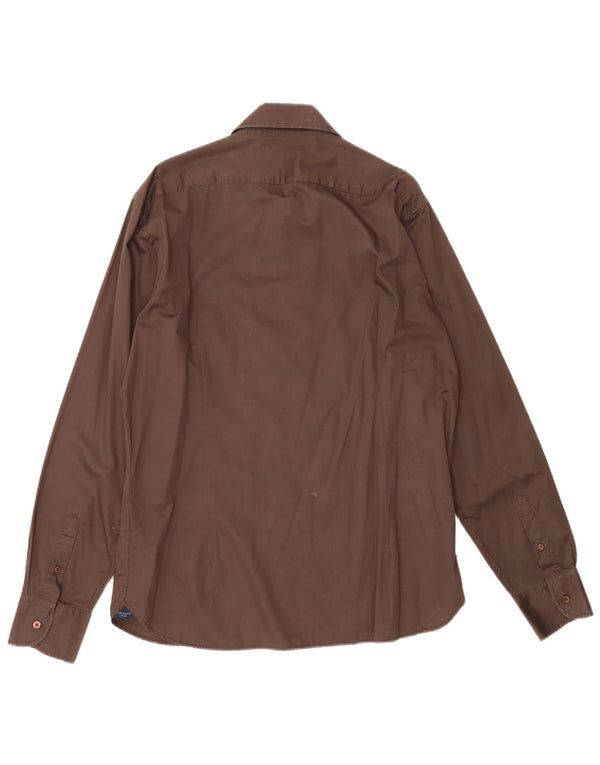 Camicia da uomo Ted Baker taglia 5 grande in cotone marrone