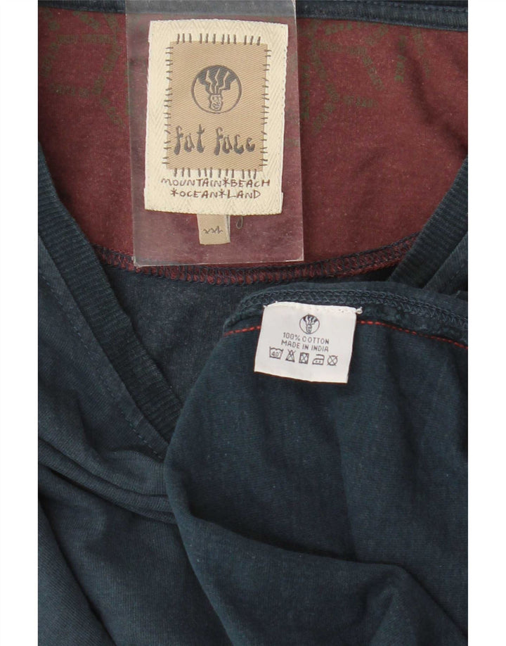 Top grafico da uomo Fat Face manica lunga 2XL cotone blu navy