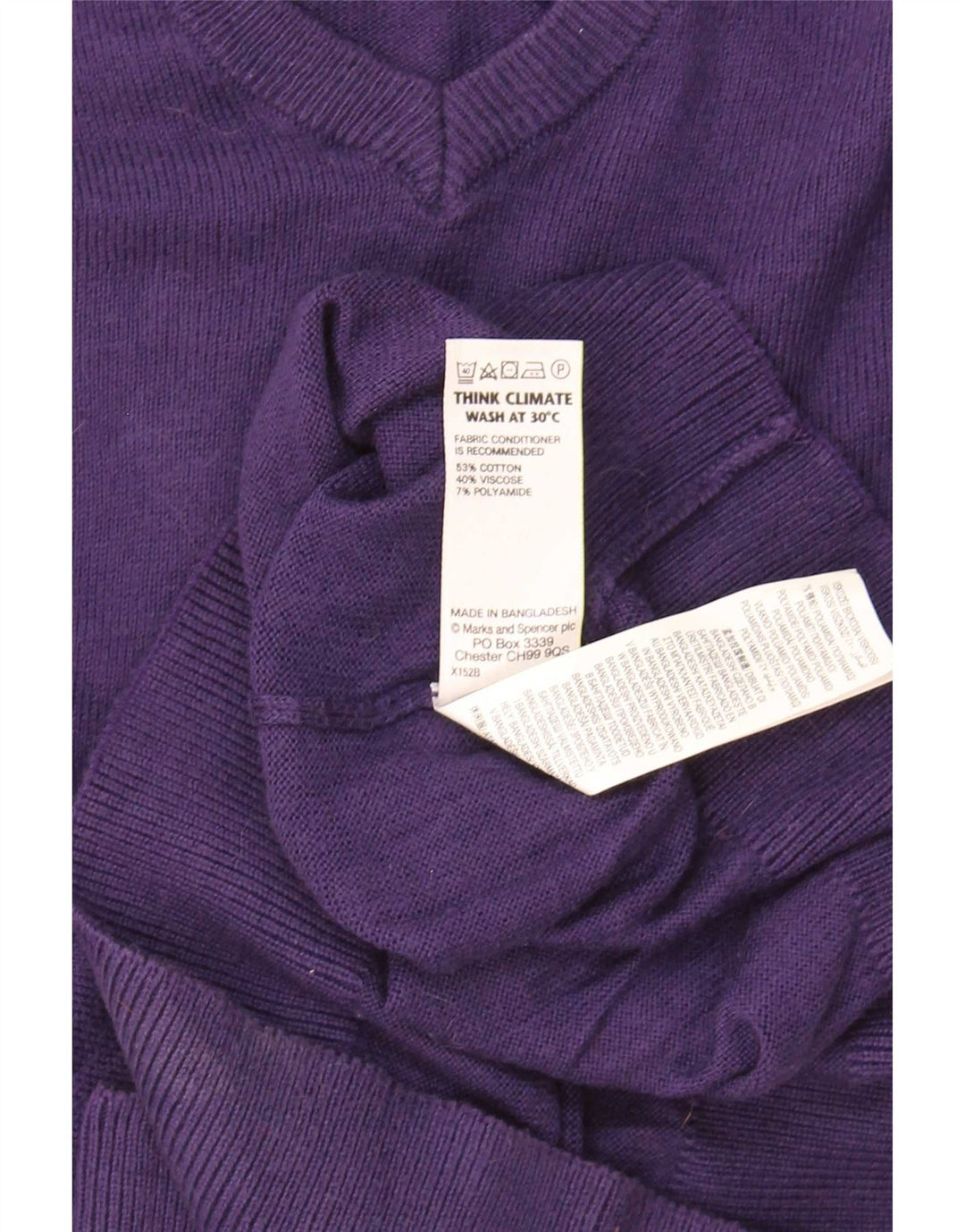 Maglione da uomo Marks & Spencer vestibilità regolare con scollo a V cotone viola medio