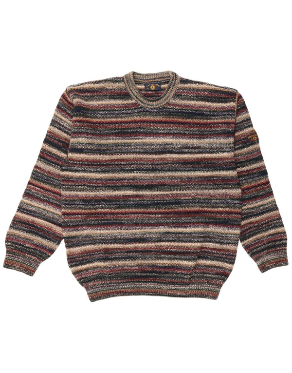 Maglione maglione girocollo da uomo Navigare XL acrilico a righe multicolore