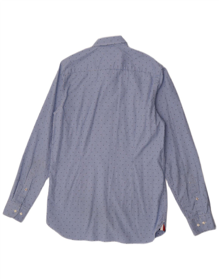 Camicia slim fit da uomo Tommy Hilfiger in cotone pied de poule blu medio