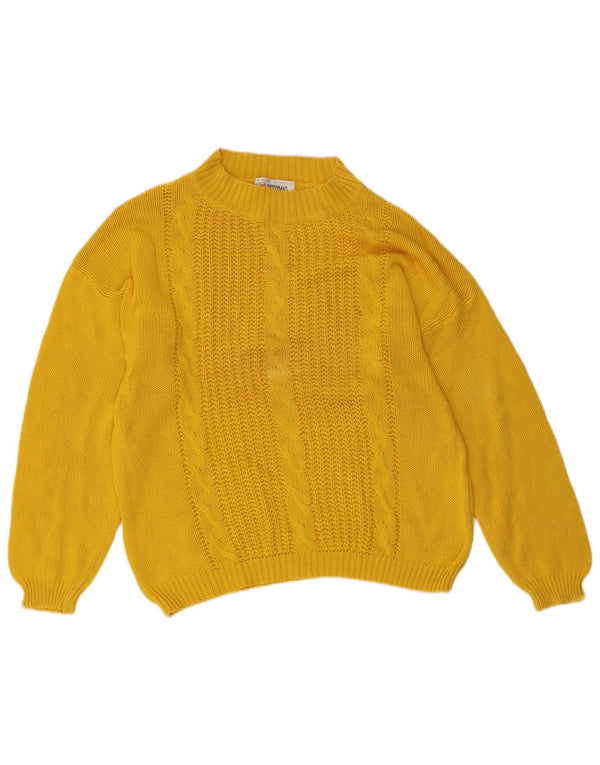 Maglione maglione a collo alto da donna STEFANEL UK 14 grande giallo