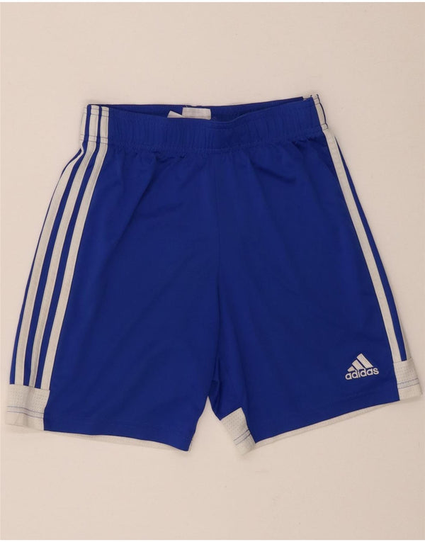 Pantaloncini sportivi Adidas Climalite da ragazzo 11-12 anni in poliestere color block blu
