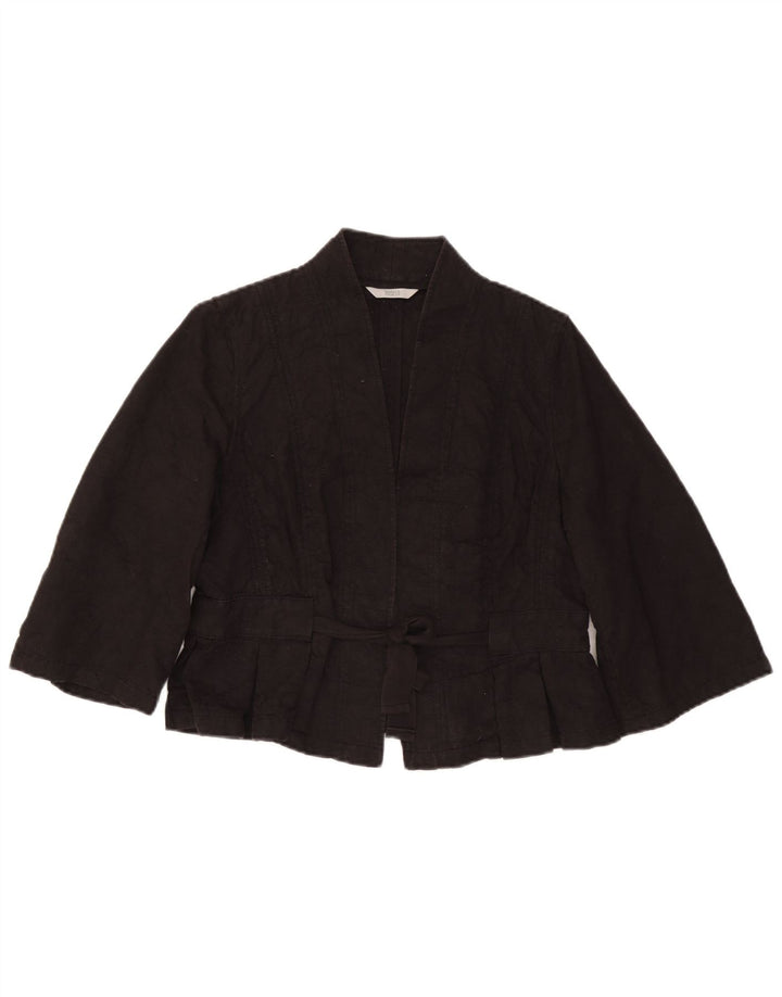 Giacca Bolero da donna Marks & Spencer con maniche a 3/4 e allacciatura frontale UK 16 grande nera