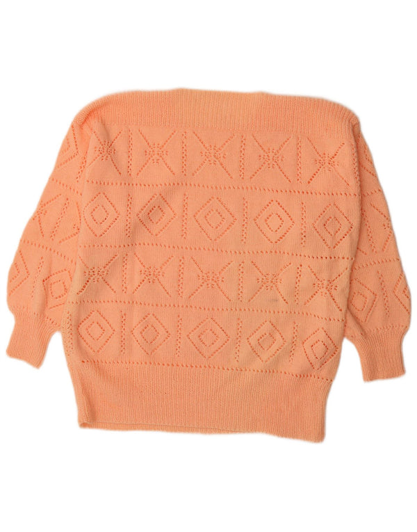 Maglione maglione vintage da donna con scollo a barca UK 16 grande arancione