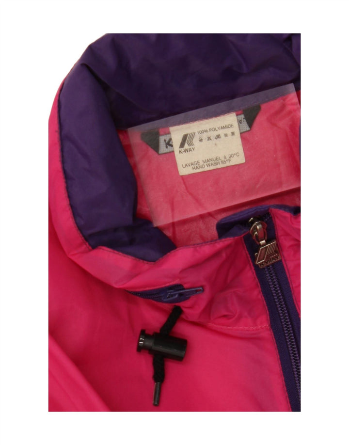 K-WAY Womens Hooded Rain Jacket UK 20 2XL Pink Colourblock Polyamide Vintage K-Way and Second-Hand K-Way from Messina Hembry 