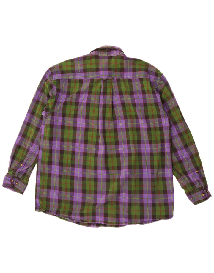 Camicia in flanella da uomo Orvis, cotone a quadri viola grande