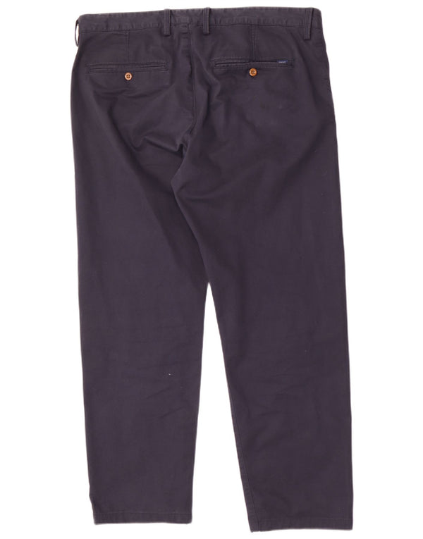 Gant Mens Regular Chino Trousers W38 L30 Navy Blue Cotton