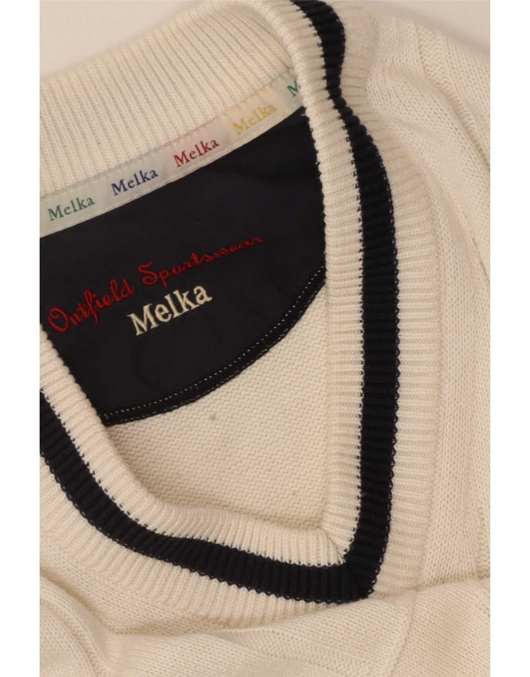 Melka Maglione da uomo con scollo a V XL Beige Colourblock