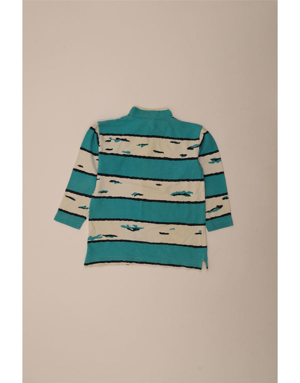 Felpa grafica da donna vintage maglione UK 10/12 piccolo retrò a strisce blu