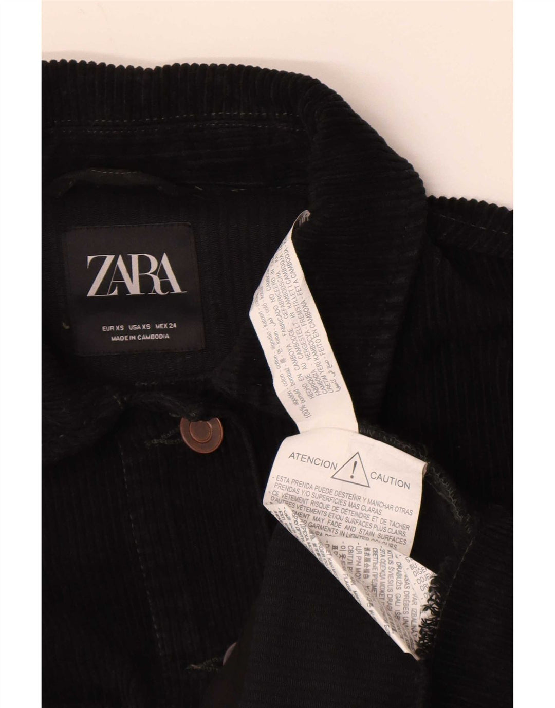 Giacca da donna oversize in velluto a coste Zara UK 6 XS cotone nero