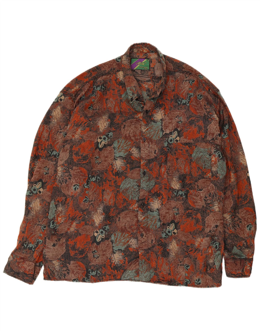 Camicia da uomo Alia con vestibilità regolare, motivo astratto, taglia grande, marrone