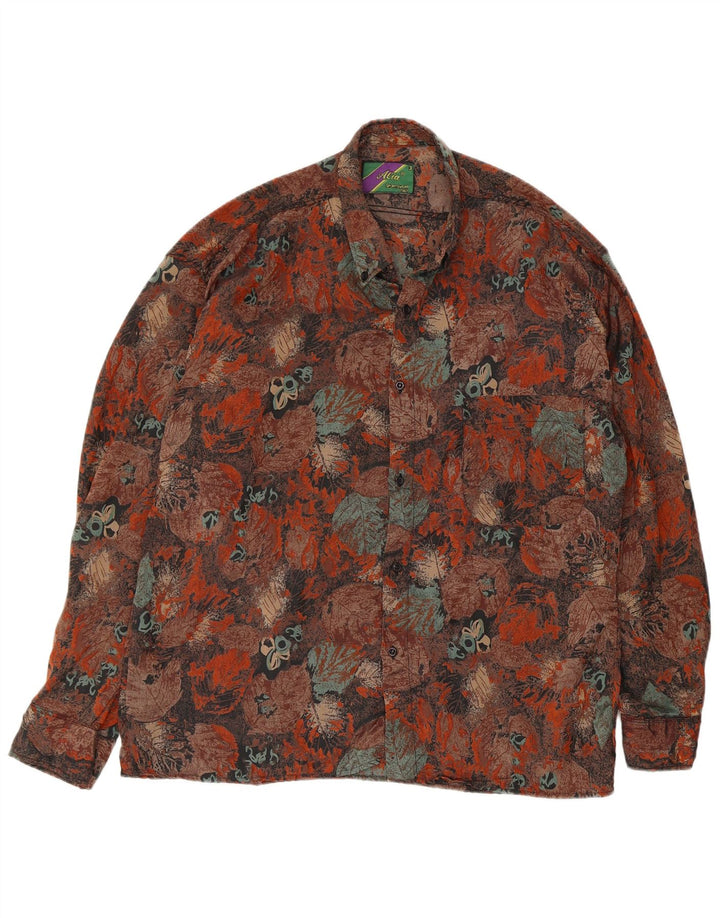 Camicia da uomo Alia con vestibilità regolare, motivo astratto, taglia grande, marrone