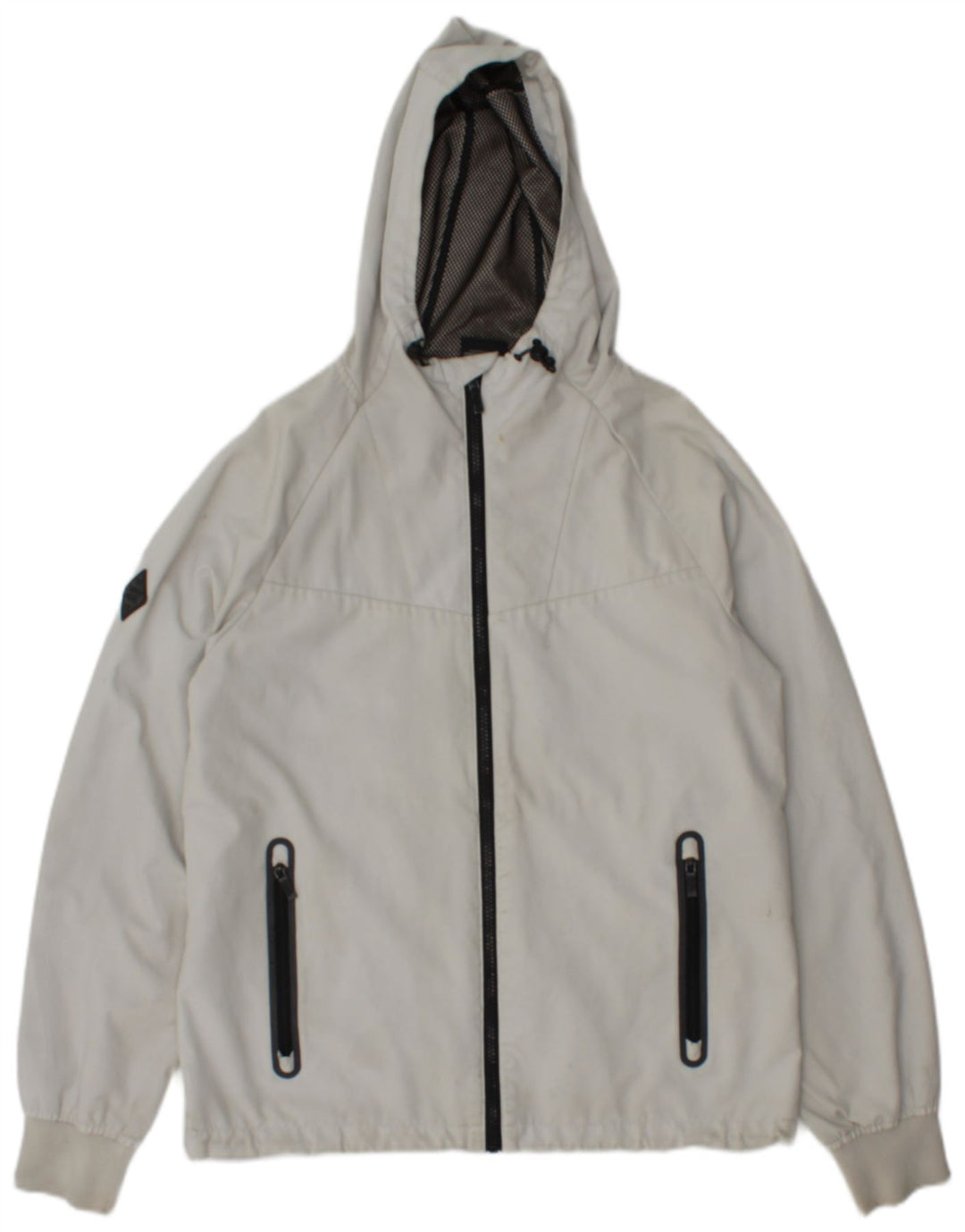 Giacca antipioggia da uomo con cappuccio Superdry UK 36 piccola grigia