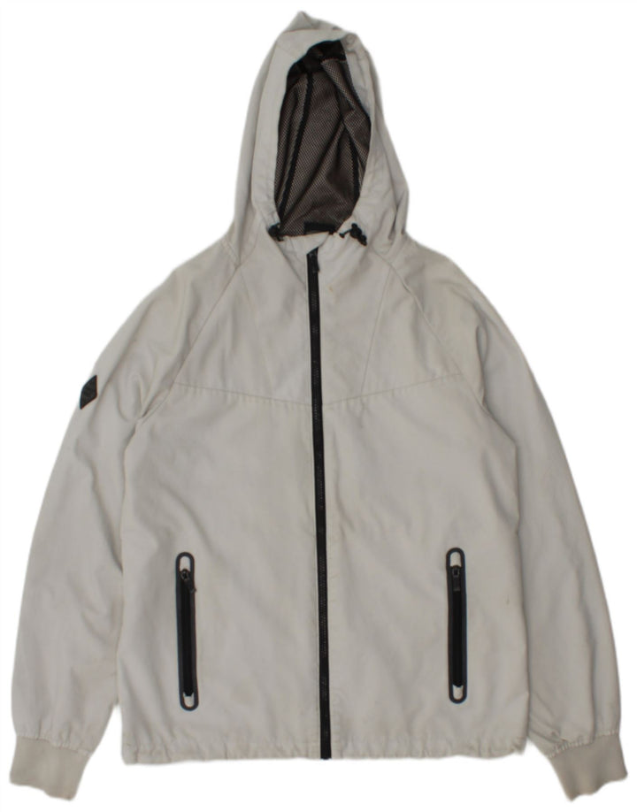 Giacca antipioggia da uomo con cappuccio Superdry UK 36 piccola grigia