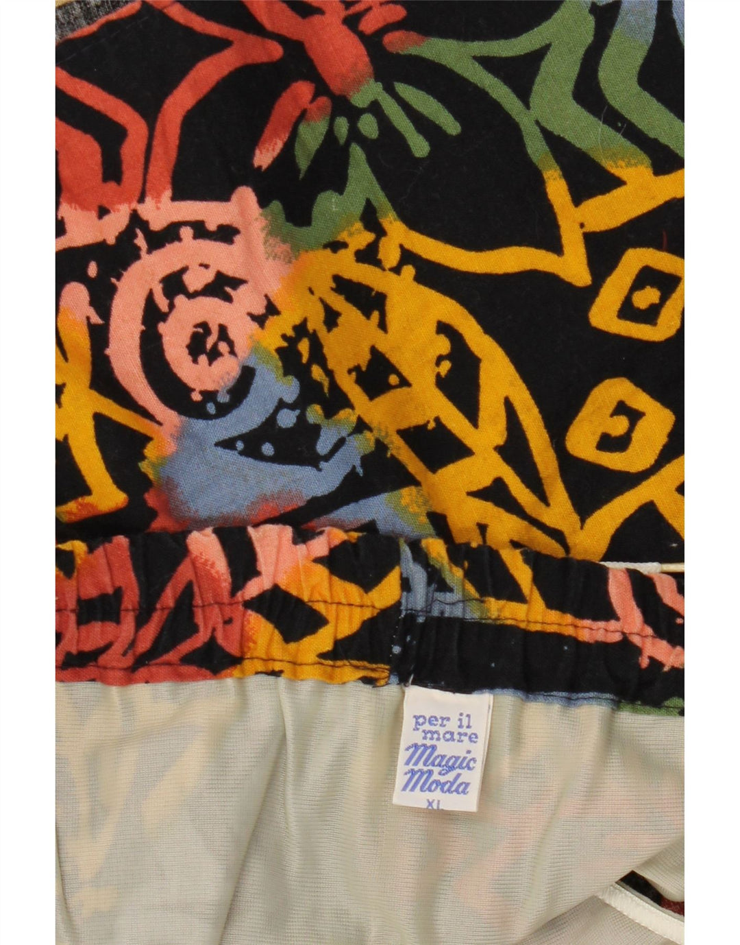 Pantaloncini da bagno da uomo VINTAGE XL in cotone floreale nero