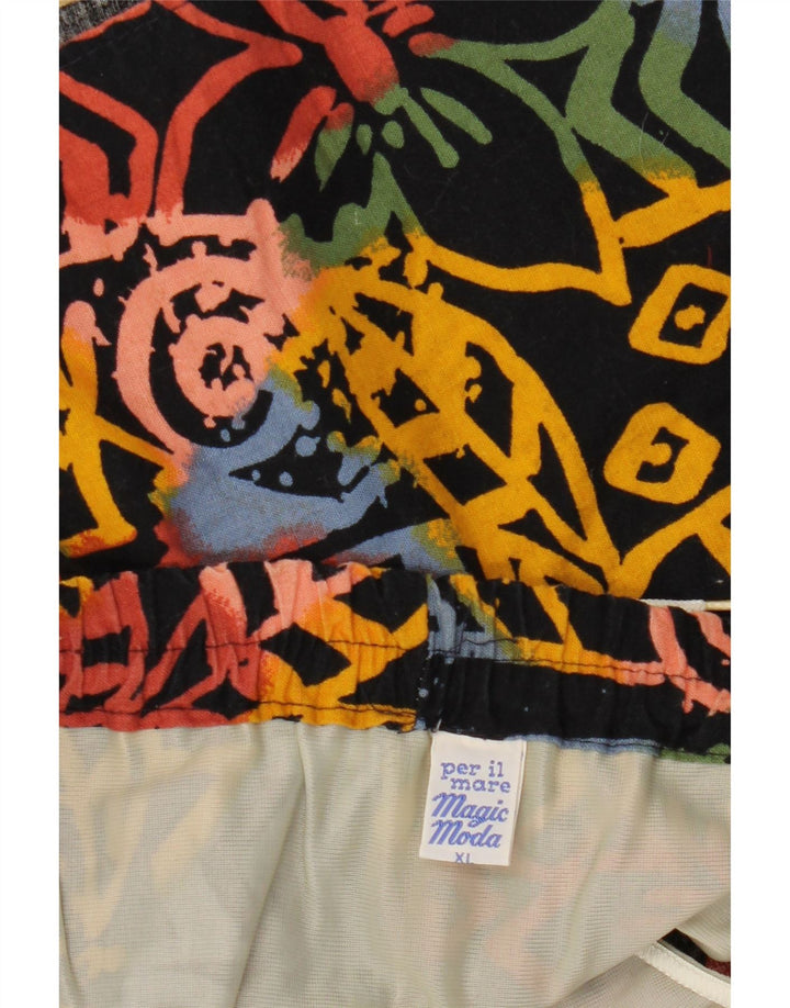 Pantaloncini da bagno da uomo VINTAGE XL in cotone floreale nero