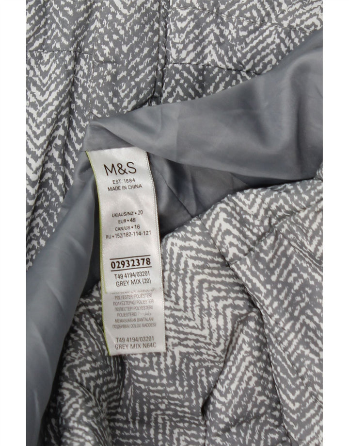 Giacca imbottita da donna Marks & Spencer UK 20 2XL Poliestere grigio a spina di pesce