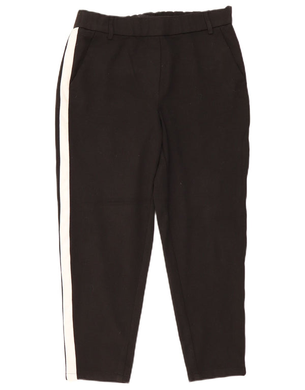 ZARA Womens Straight Capri Trousers Small W26 L22 Black Colourblock