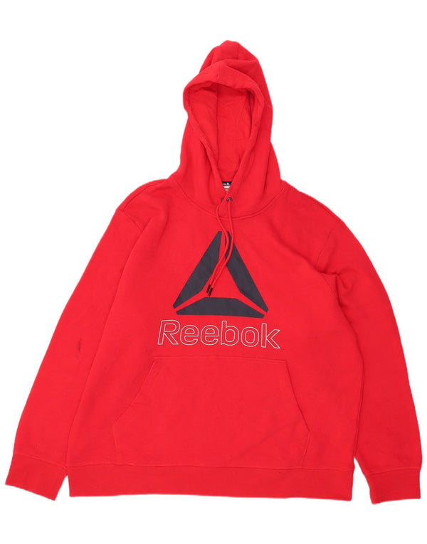 Felpa con cappuccio grafica da uomo Reebok 2XL in cotone rosso