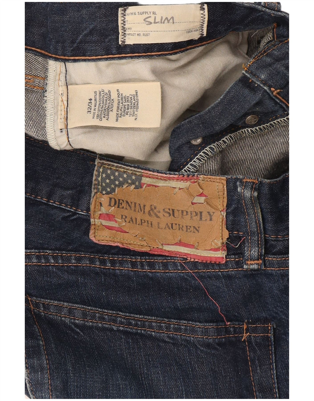 Jeans slim da uomo Ralph Lauren W32 L34 cotone blu