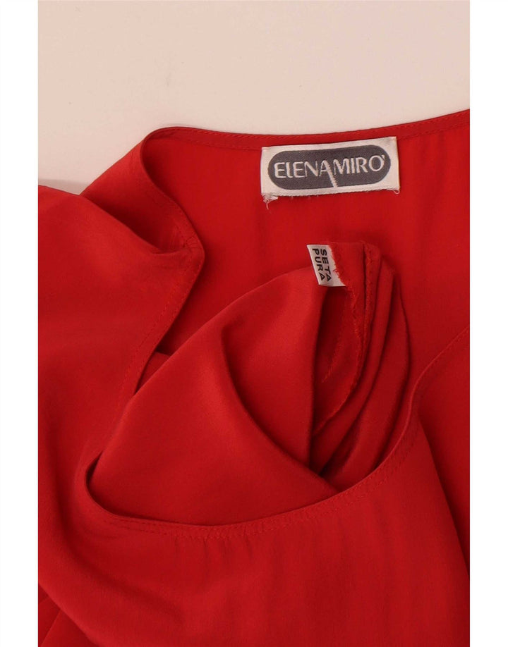 ELENA MIRO Camicetta senza maniche da donna UK 16 Large Rosso Seta