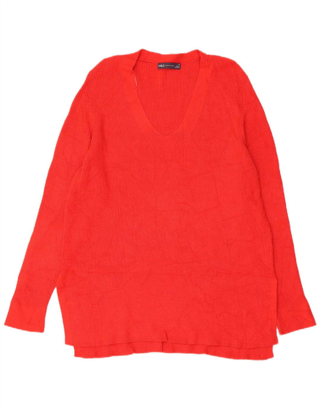 MARKS & SPENCER Maglione da donna con scollo a V UK 16 Grande viscosa rossa