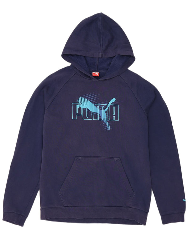 Felpa con cappuccio grafica da ragazzo Puma 15-16 anni in cotone blu navy