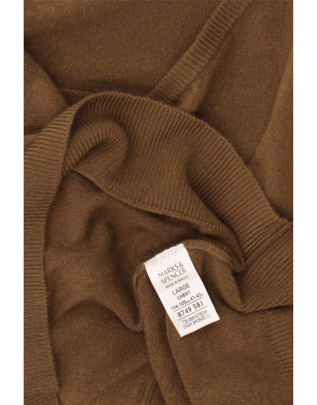 Maglione da uomo con scollo a V Marks & Spencer grande in acrilico marrone